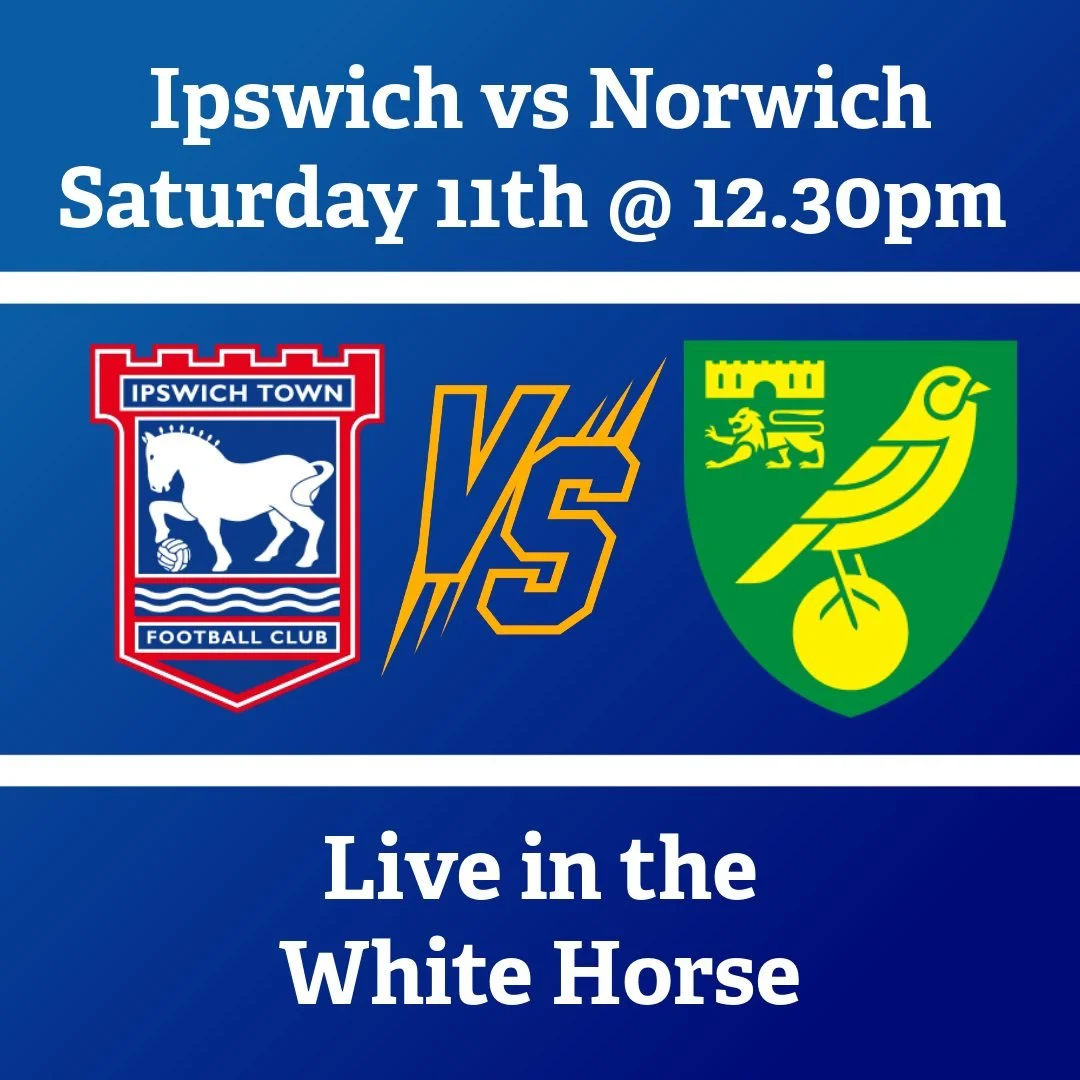 Heads-up we'll be showing the Ipswich vs Norwich match live from 12.30pm this Saturday on our big screen, so if you want to skip all the roadworks and rail replacement buses while still getting a nice pint, you know where to find us!