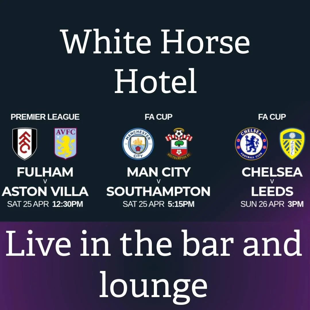 This weekend we'll have these 3 matches live across both our big screens:

Fulham vs Aston Villa - Saturday, 12.30pm
Man City vs Southampton - Saturday, 5.15pm
Chelsea vs Leeds - Sunday, 3pm