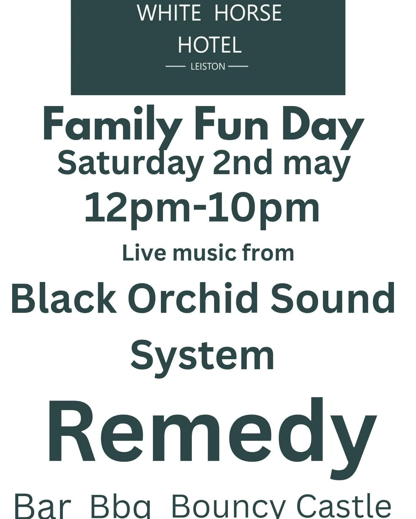 Reggae Family Day this Saturday 2nd May 12pm-10pm! 

Bar, BBQ, Bouncy Castle, and Circus. 

Plus live music from Black Orchid Sound System, Avalanche Breakdown Sound System, and Remedy!