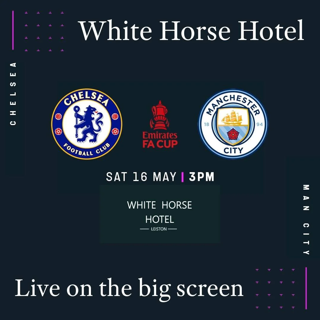 Chelsea vs Man City showing in the bar and lounge 3pm today!
