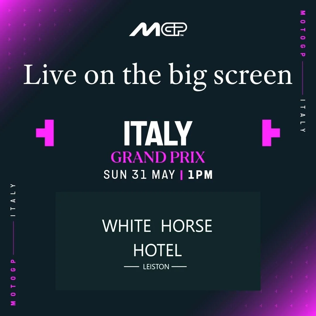 This Sunday at 1pm we'll be showing the MotoGP Italian Grand Prix on our big screen, followed by our Open Mic Night in the bar from 4-7pm. 

Chill out and watch the race with a nice cold drink, enjoy the music as the afternoon goes on, or why not bot