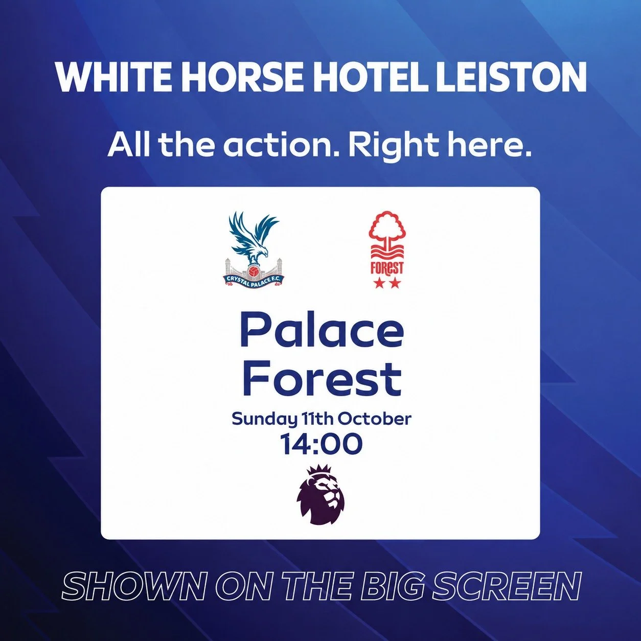 Crystal Palace vs Nottingham Forest, and Hull City vs Everton, will be live across our big screens this Sunday at 2pm!