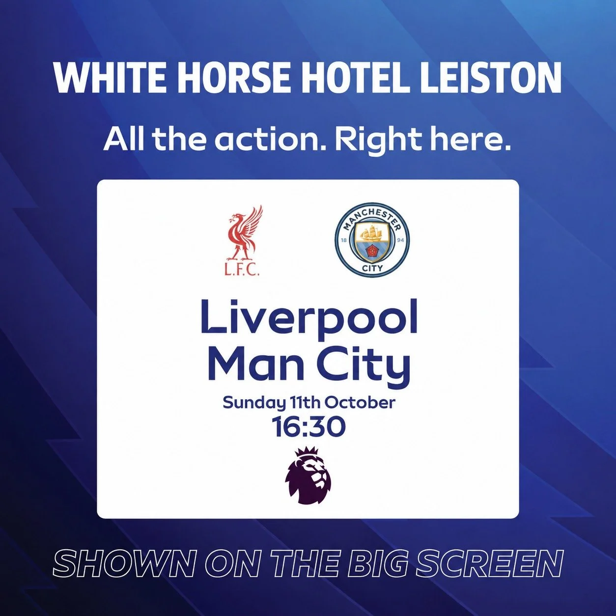 Liverpool vs Man City will be live on our big screen in the snug this Sunday at 4:30pm, with our open mic night from 4pm-7pm in the main bar!
