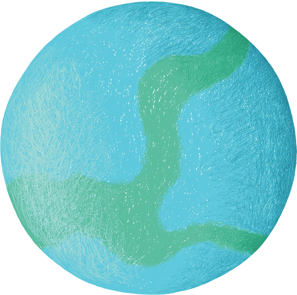 Drawing of earth in blue and green colors