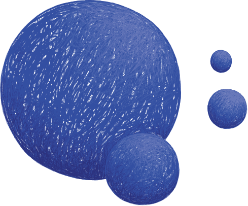 Blue abstract spheres of varying sizes on a black background