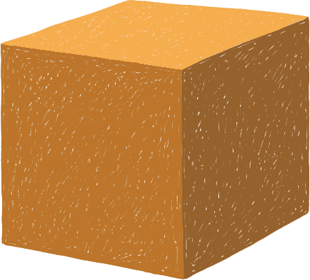 A 3D illustration of a brown cube.