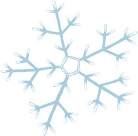 Light blue snowflake with intricate branching patterns on a black background.