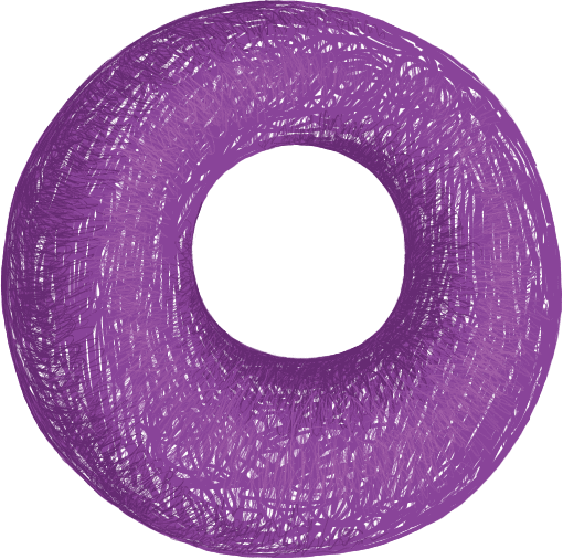 A purple donut with a black background