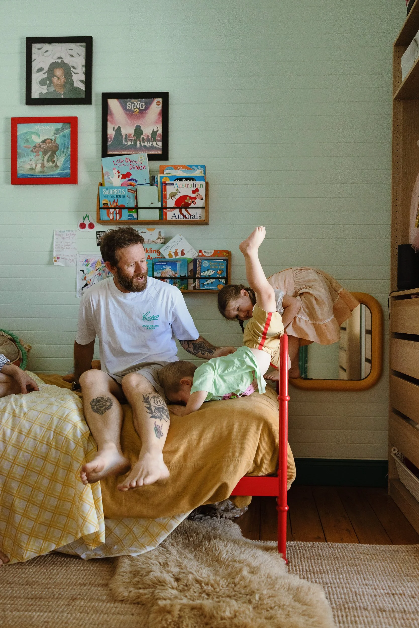 Newcastle family photographer documents in-home family moments for the Woollam family