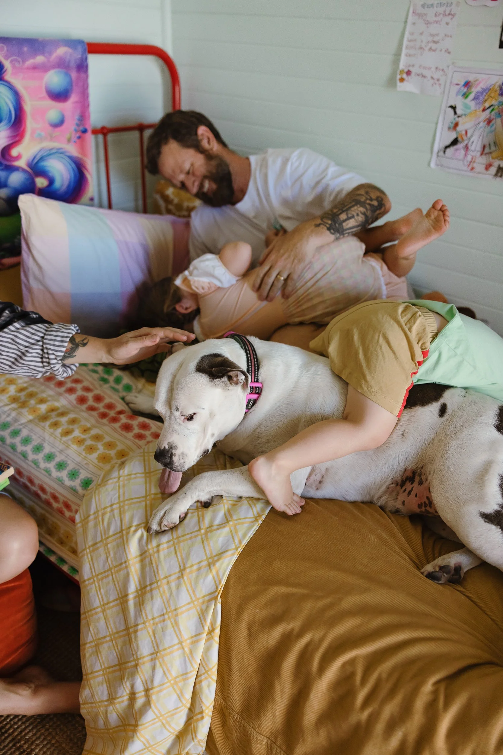 Young family of four captured at home in Newcastle by Daina Marie Photography