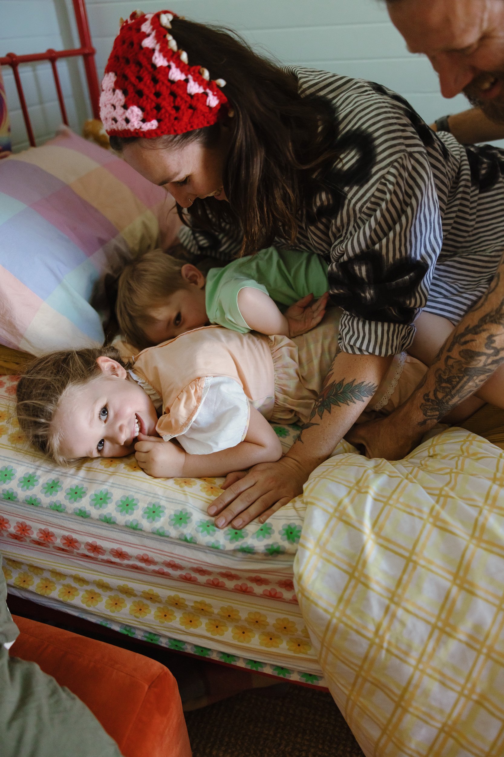 Young family of four captured at home in Newcastle by Daina Marie Photography