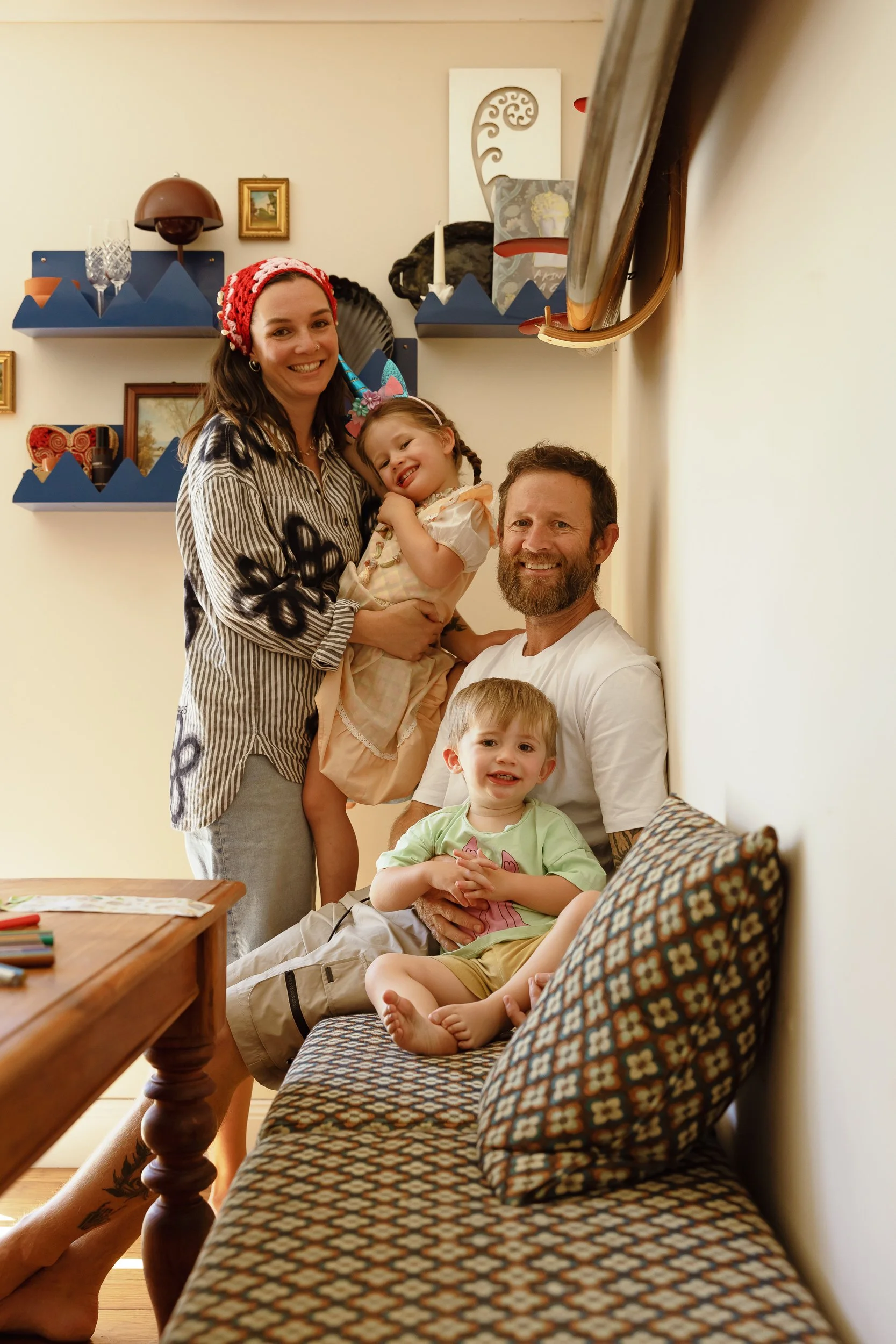 Young family of four captured at home in Newcastle by Daina Marie Photography