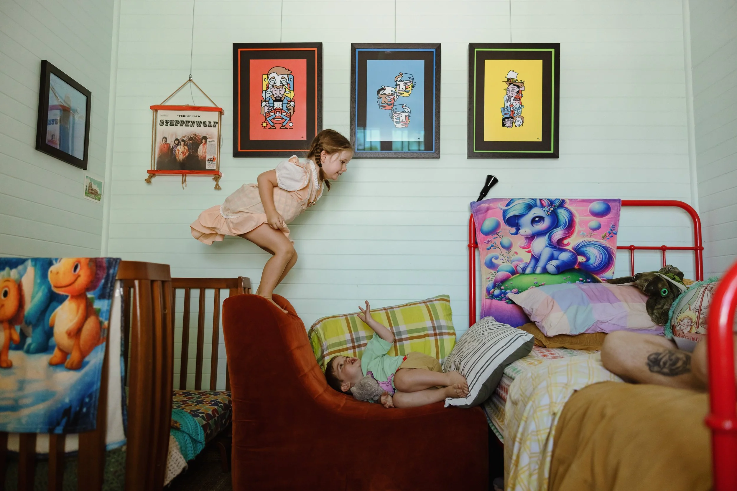 Newcastle family photographer documents in-home family moments for the Woollam family