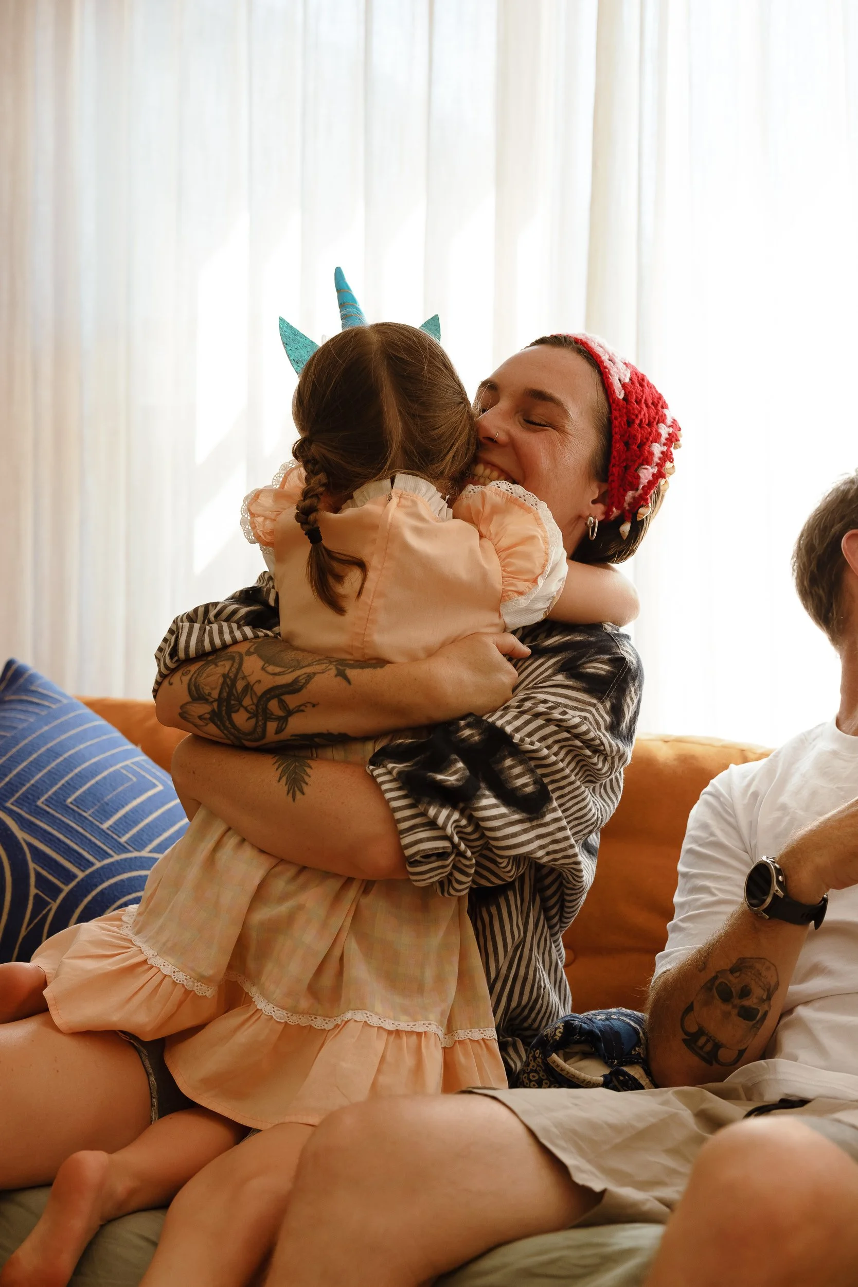 Young family of four captured at home in Newcastle by Daina Marie Photography