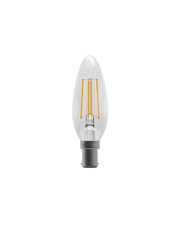 LED Candle SBC 3.3W=40W 827 Filament Clear Non Dimming 15K