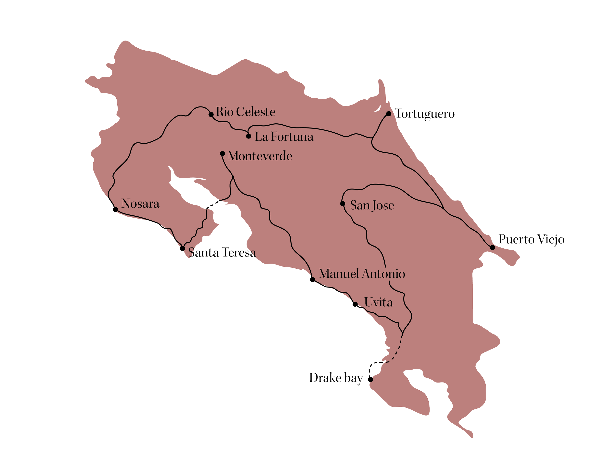 The perfect roadtrip itinerary for Costa Rica. Costa Rica best travel route. Travel map. Where to go in Costa Rica. Roadtrip in Costa Rica. What to do in Costa Ripa. Map of Costa Rica. Costa Rica travel guide. Travel tips. Travel stories