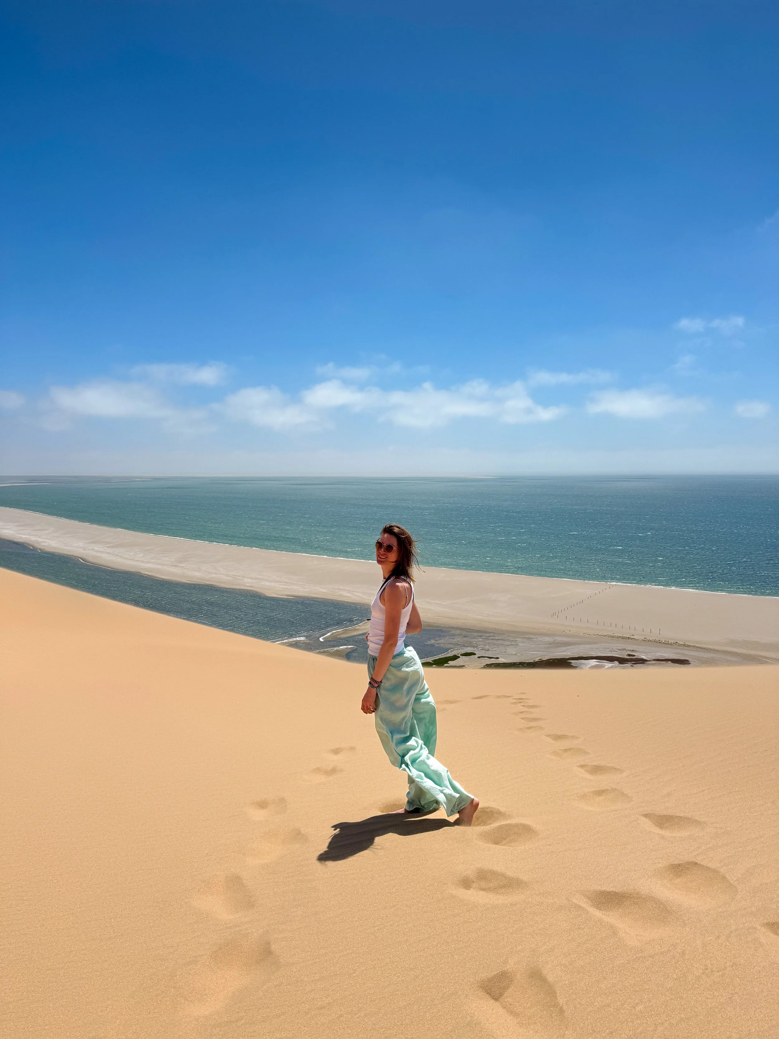 a viewpoint during a 4x4 tour driving through dunes at Sandwich Harbour Namibia coastal desert adventure