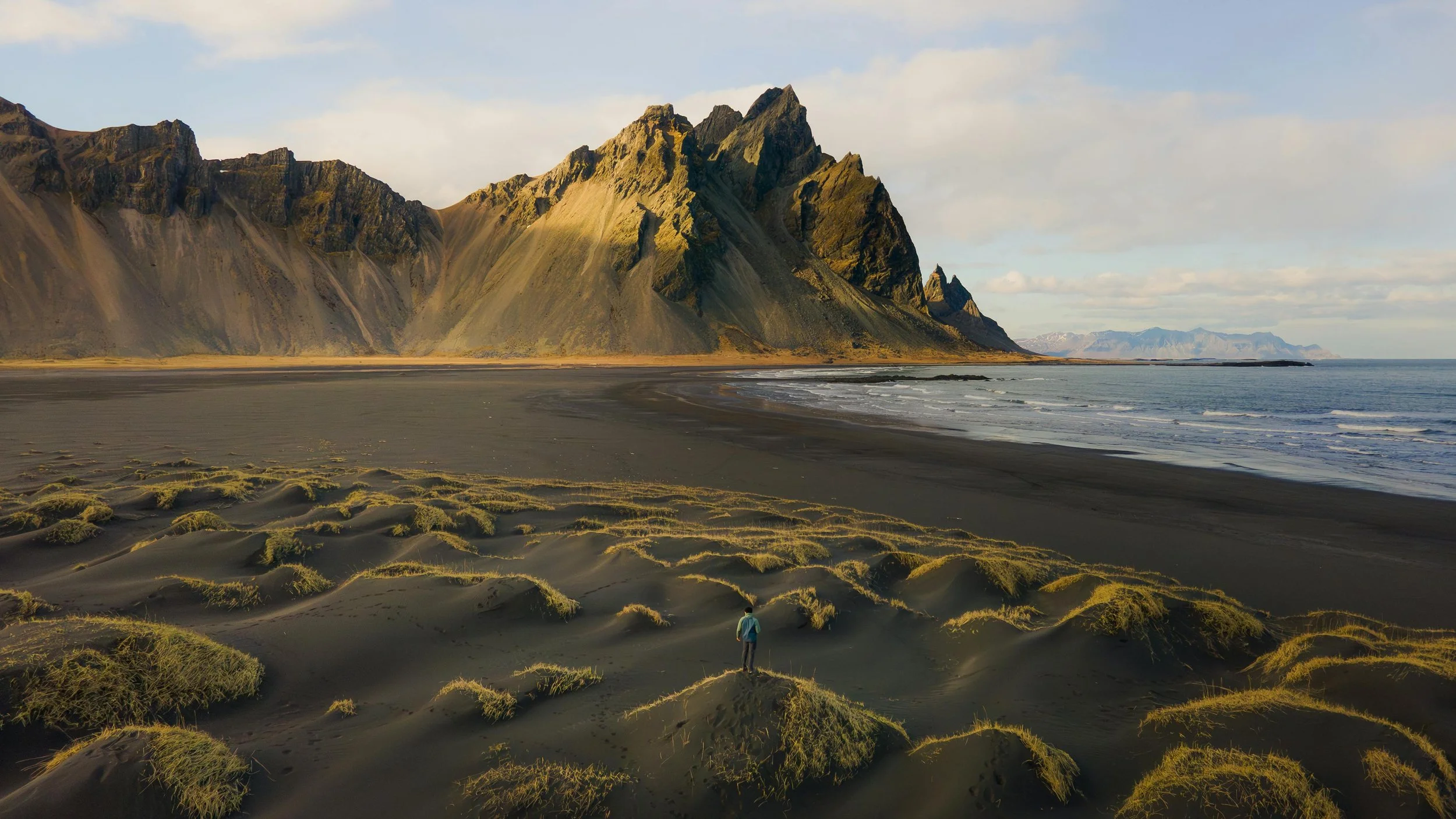 Stokksnes headland dunes and Vestrahorn mountain — one of eastern Iceland's best spots.