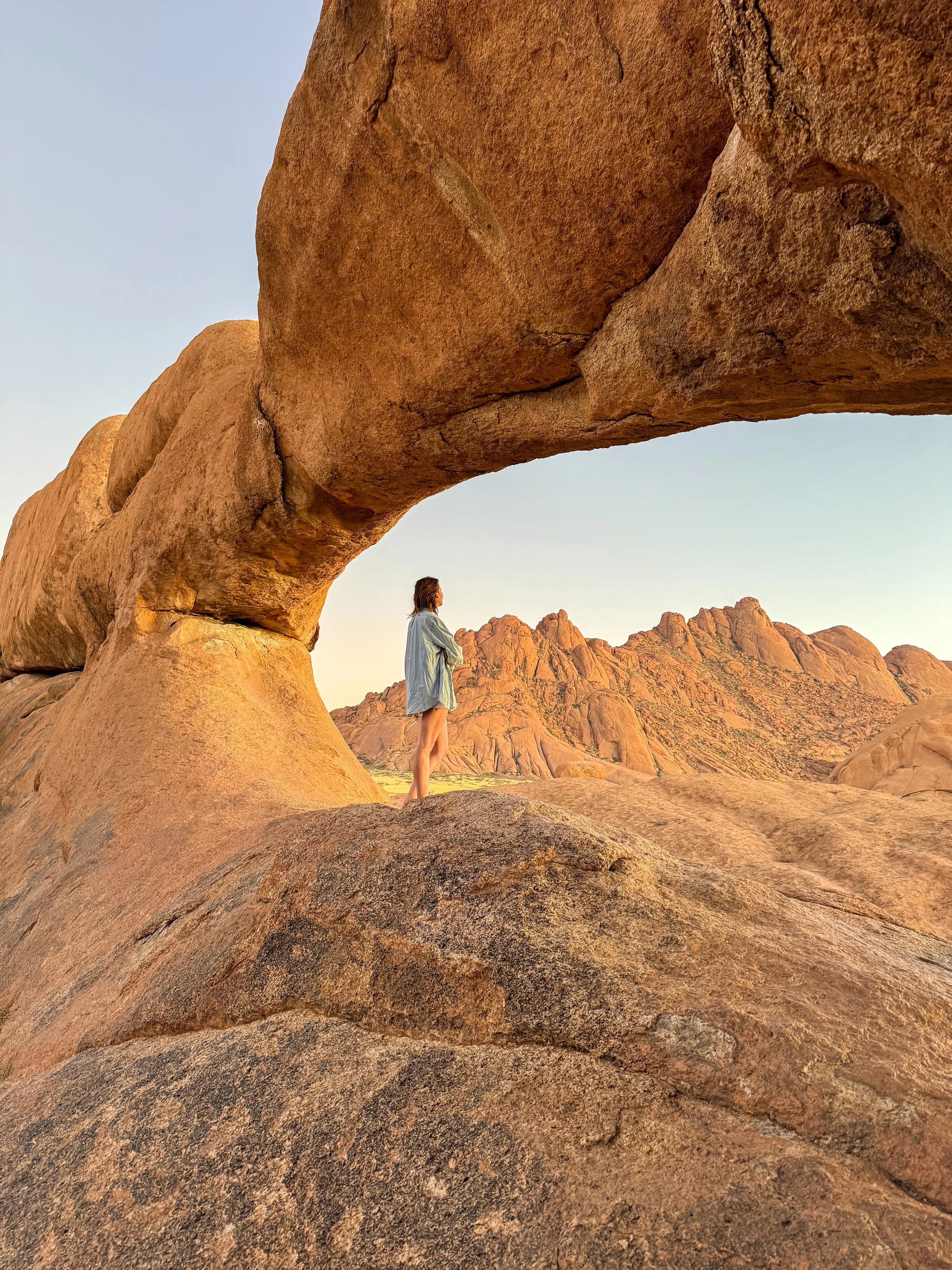 Rock arch and boulders at Spitzkoppe during Namibia road trip adventure