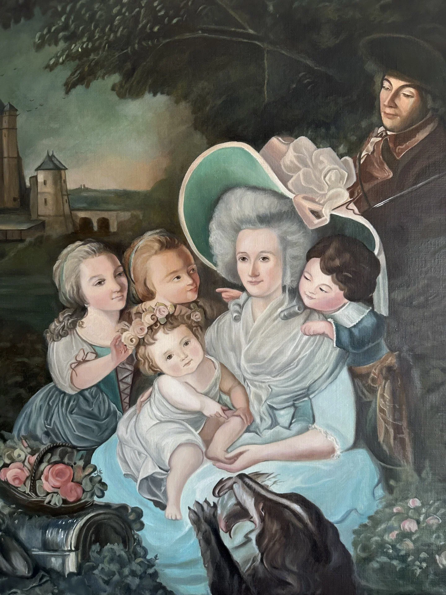 Portrait d'une famille normande, 73x60 cm