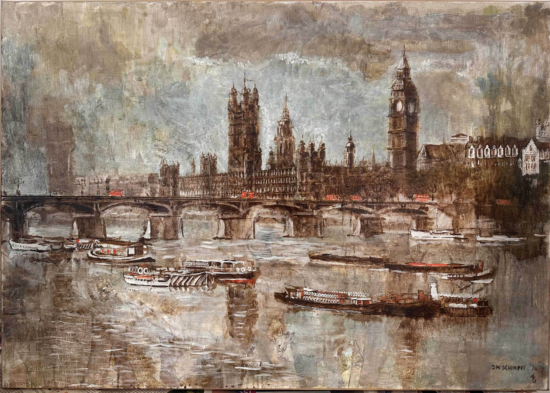 Après restauration :
Acrylique sur toile signée J.M. Schimpff