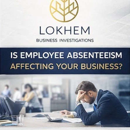 Is employee absenteeism affecting your business?

Unexpected staff absences can create workflow issues and hidden costs &mdash; but assumptions only go so far.

At Lokhem Business Investigations, we help you investigate repeated or long-term absences