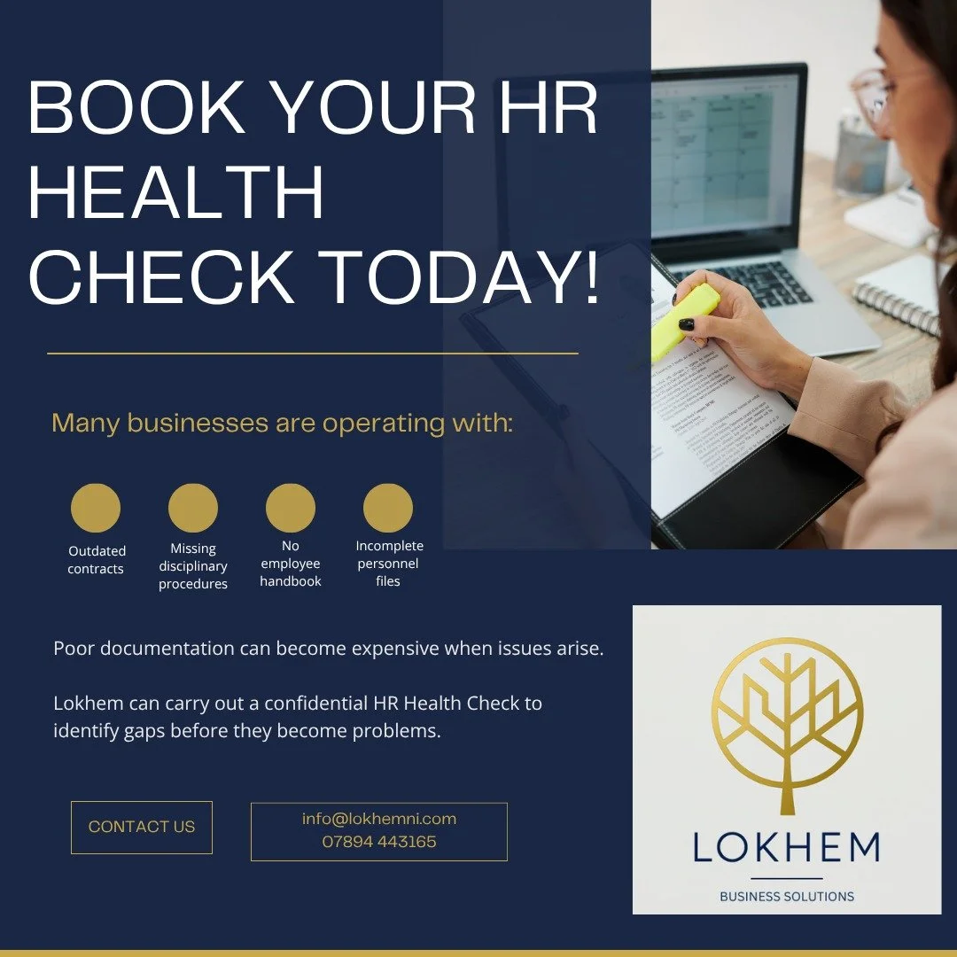 📂 When was the last time you reviewed your employee paperwork?

Many businesses are operating with:
❌ Outdated contracts
❌ Missing disciplinary procedures
❌ No employee handbook
❌ Incomplete personnel files

Poor documentation can become expensive w