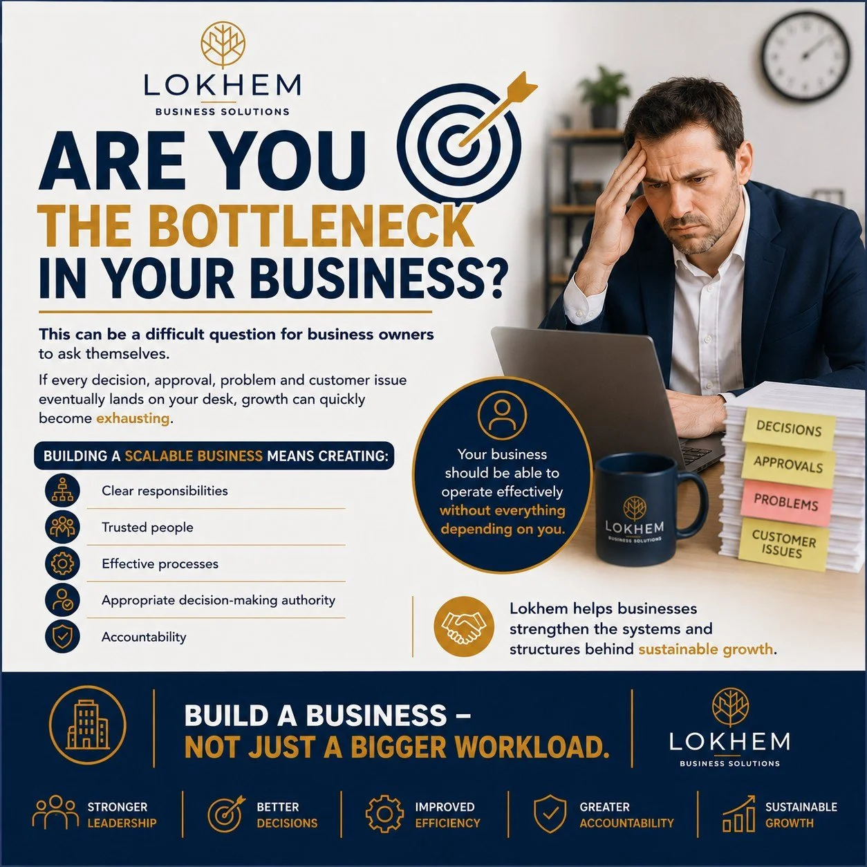 Are YOU the Bottleneck in Your Business? 🎯

This can be a difficult question for business owners to ask themselves.

If every decision, approval, problem and customer issue eventually lands on your desk, growth can quickly become exhausting.

Buildi