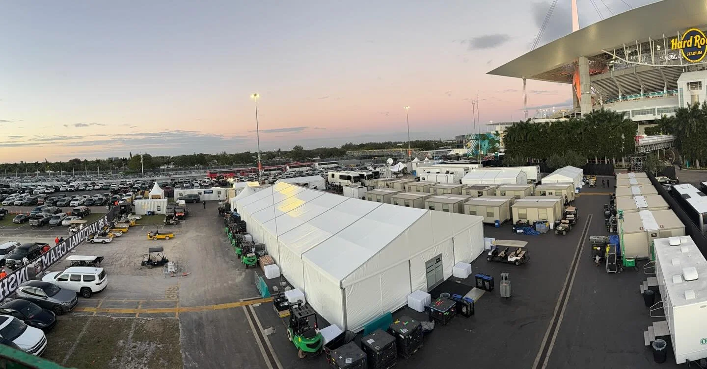 What an incredible finale to an unforgettable season 🏈 

For the 11th year, our team designed and built the broadcast compound for the @cfbplayoff at @hardrockstadium supporting @espn from the ground up 💪 

This panoramic view captures the full sco