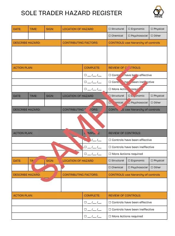 Sole Trader - Hazard Register .PDF