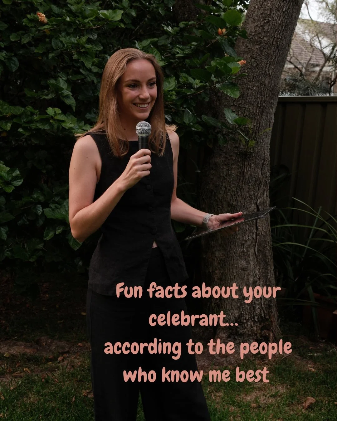 A little insight into the celebrant behind the mic ✨

I asked my friends to tell me what comes to mind when they think of me. And if I ever needed a pick-me-up that was it! The results were a little embarrassing, a whole lot wholesome, and involved a