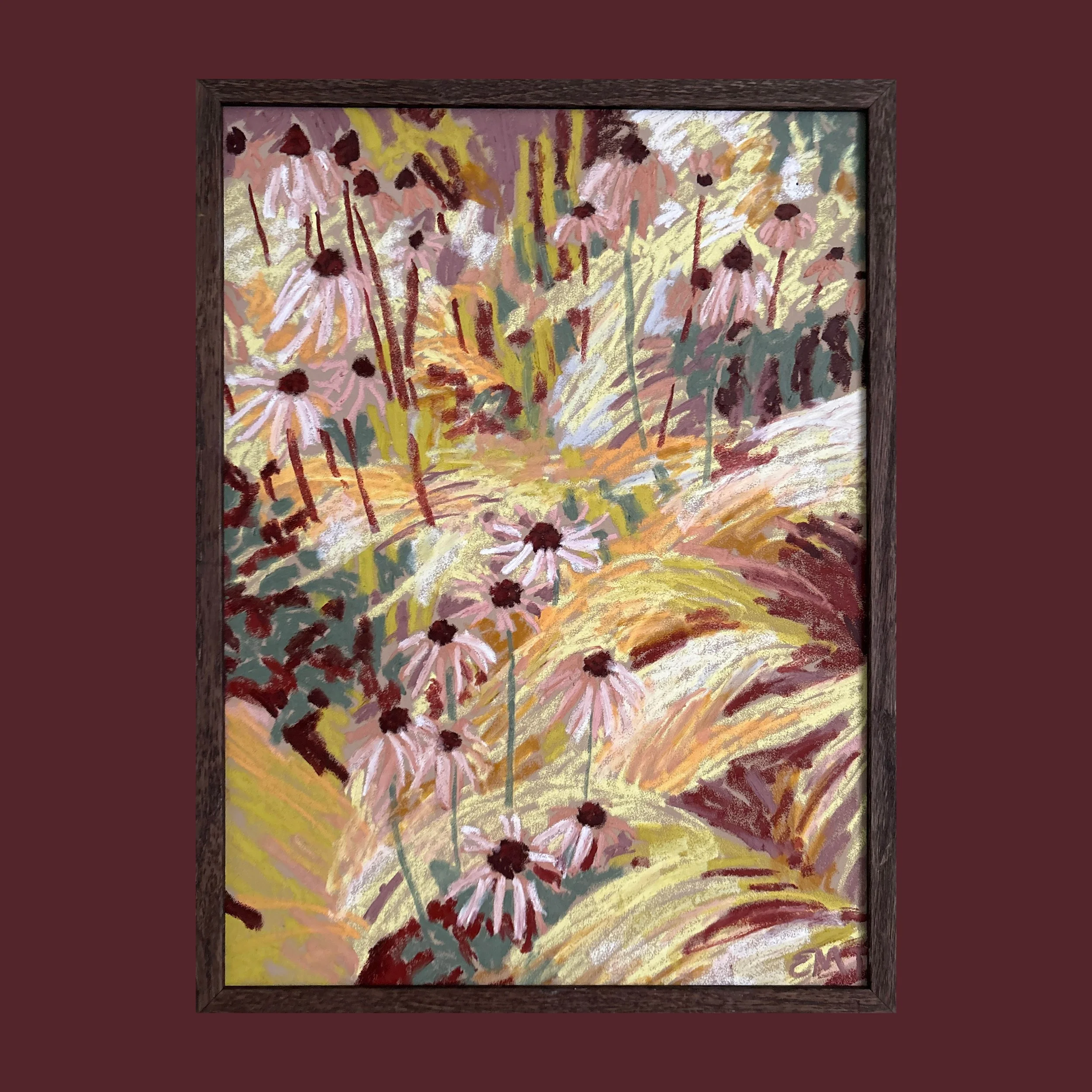 Echinacea + Feather Grasses Oil Artwork (30x40cm)