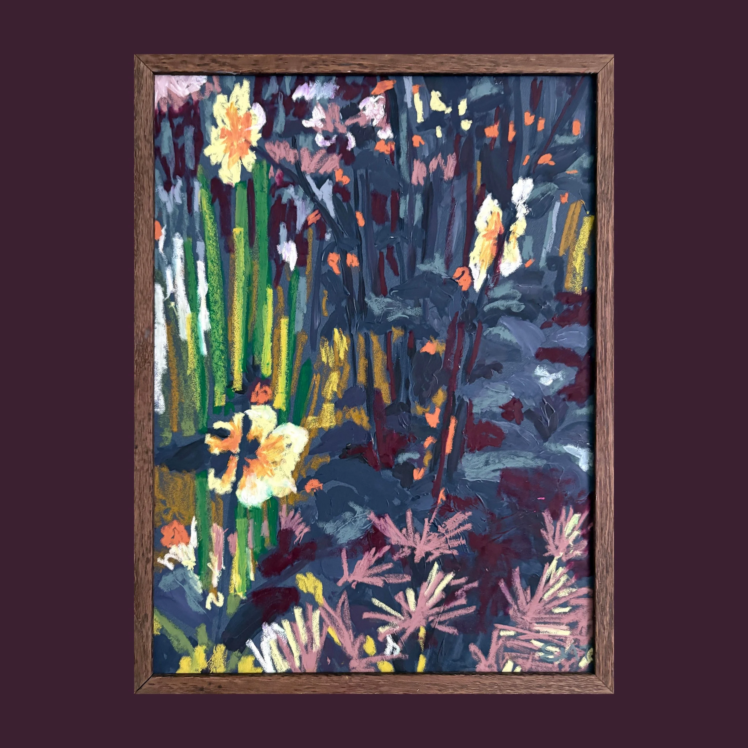 Dahlias+ Feathertop Grasses Oil + Acrylic Artwork (30x40cm)