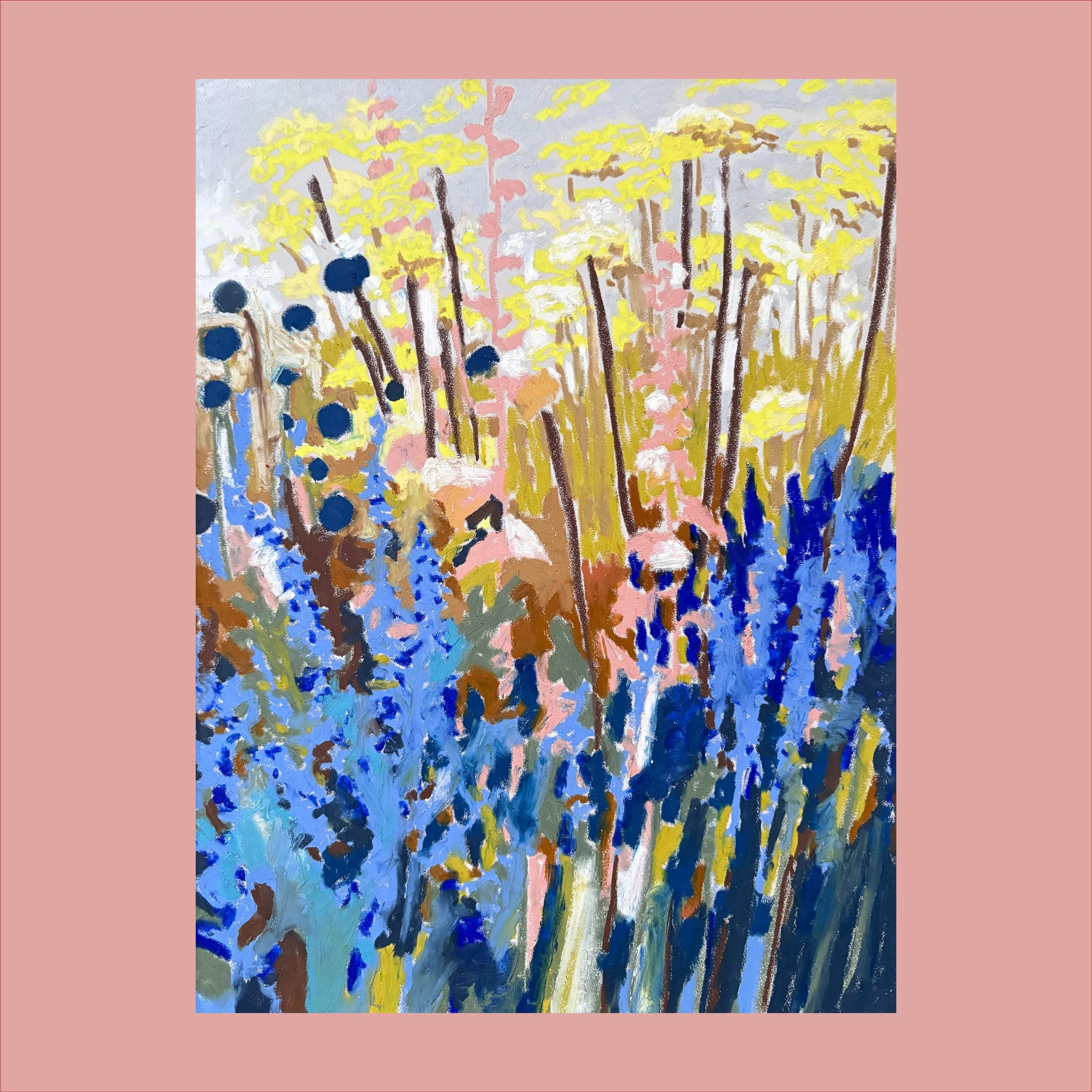 Hollyhock and Russian Sage (30x40cm)