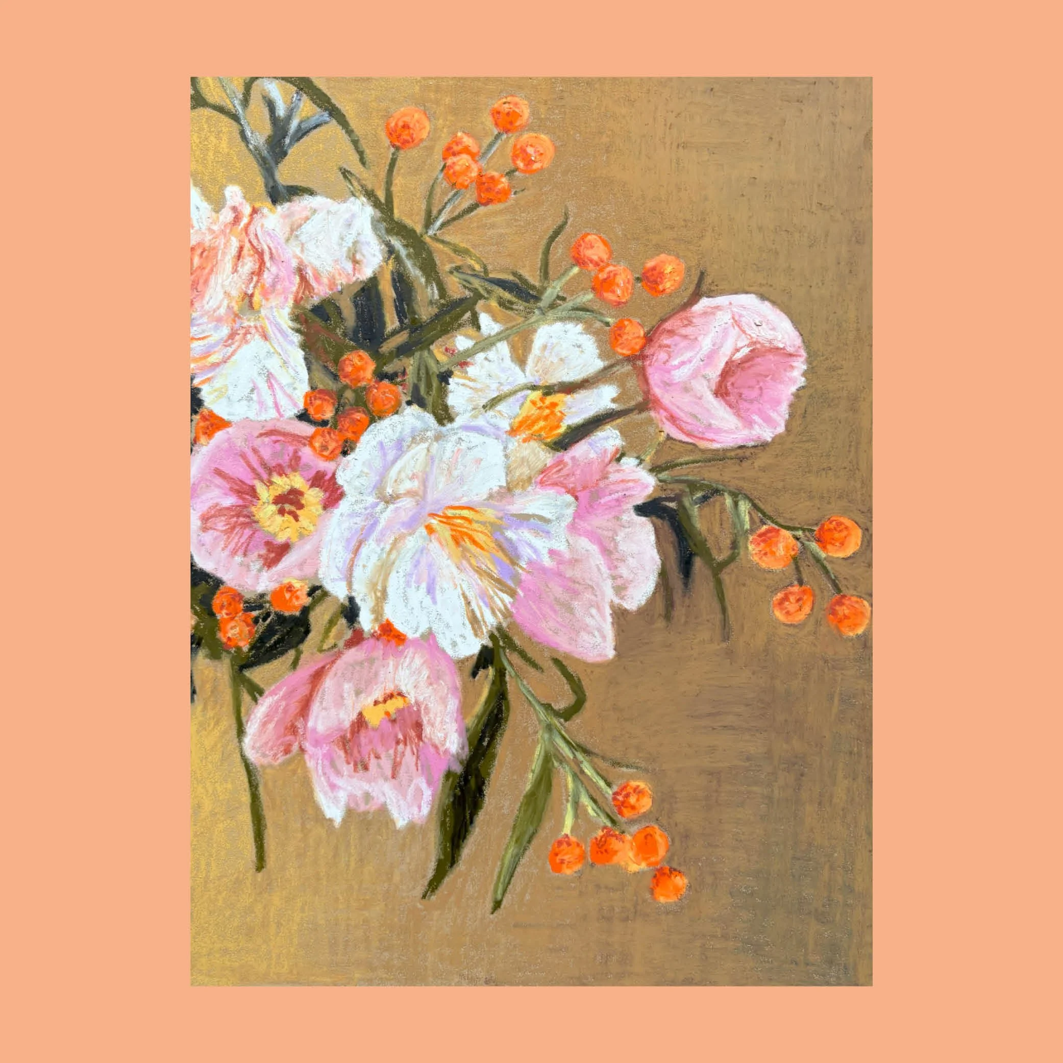 Buddleja Globosa and Peonies (30x40cm)