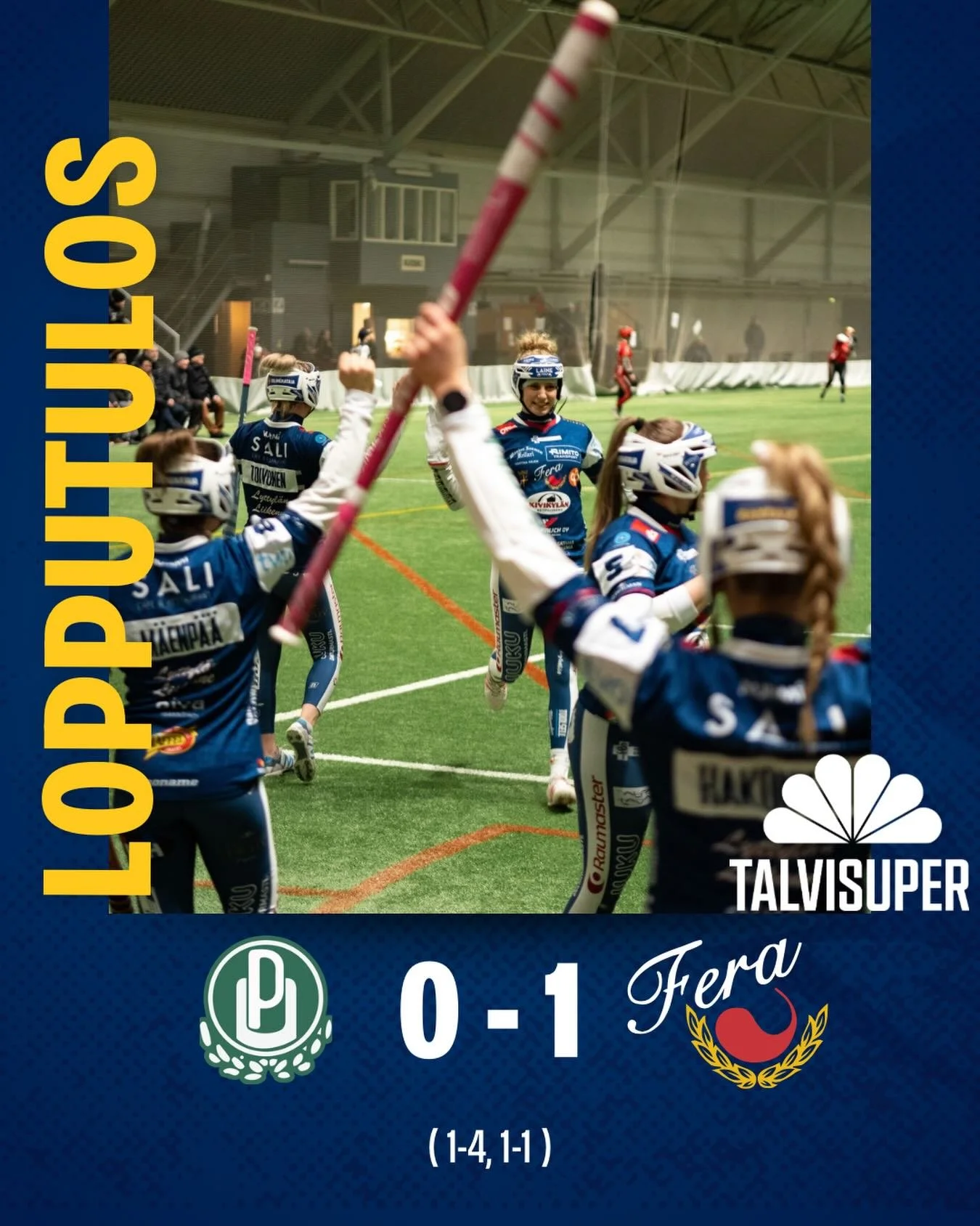 Lopputulos illan pelist&auml;🔥

P&ouml;U kaadettu ja Talvisuper avattu kahden pelin voittoputkella!💙 Seuraava ottelu pelataan j&auml;lleen Raumalla viikon p&auml;&auml;st&auml; sunnuntaina 15.2. ja vastassa on tuolloin Helsingin Roihuttaret. Katsee