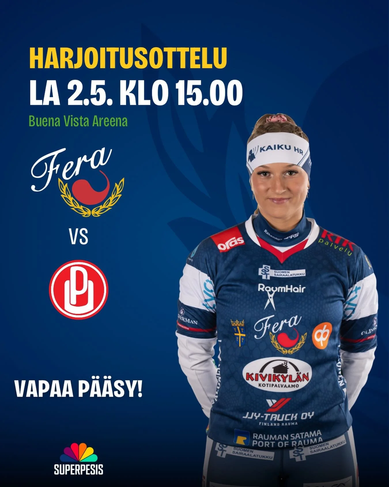 Heti vapun j&auml;lkeen lauantaina 2.5. p&auml;&auml;st&auml;&auml;n ulkokent&auml;lle Buena Vista Areenalle tositoimiin, kun pelataan harjoitusottelu P&ouml;yty&auml;n Urheilijoita vastaan!

Pitk&auml; treenitalvi alkaa olemaan takana p&auml;in ja k