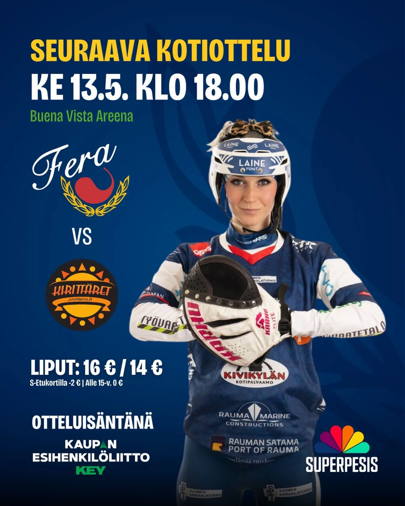 Tuplapeliviikon pistetaistelu alkaa huomenna Kiritt&auml;ri&auml; vastaan🔥

Nyt ei himmailla. Te fanit luotte tunnelman. Teid&auml;n sinivalkoinen &auml;&auml;ni on meid&auml;n kotikentt&auml;etu!💙

📍Buena Vista Areenalla
📅 13.5.2026 klo 18
🎟️Li