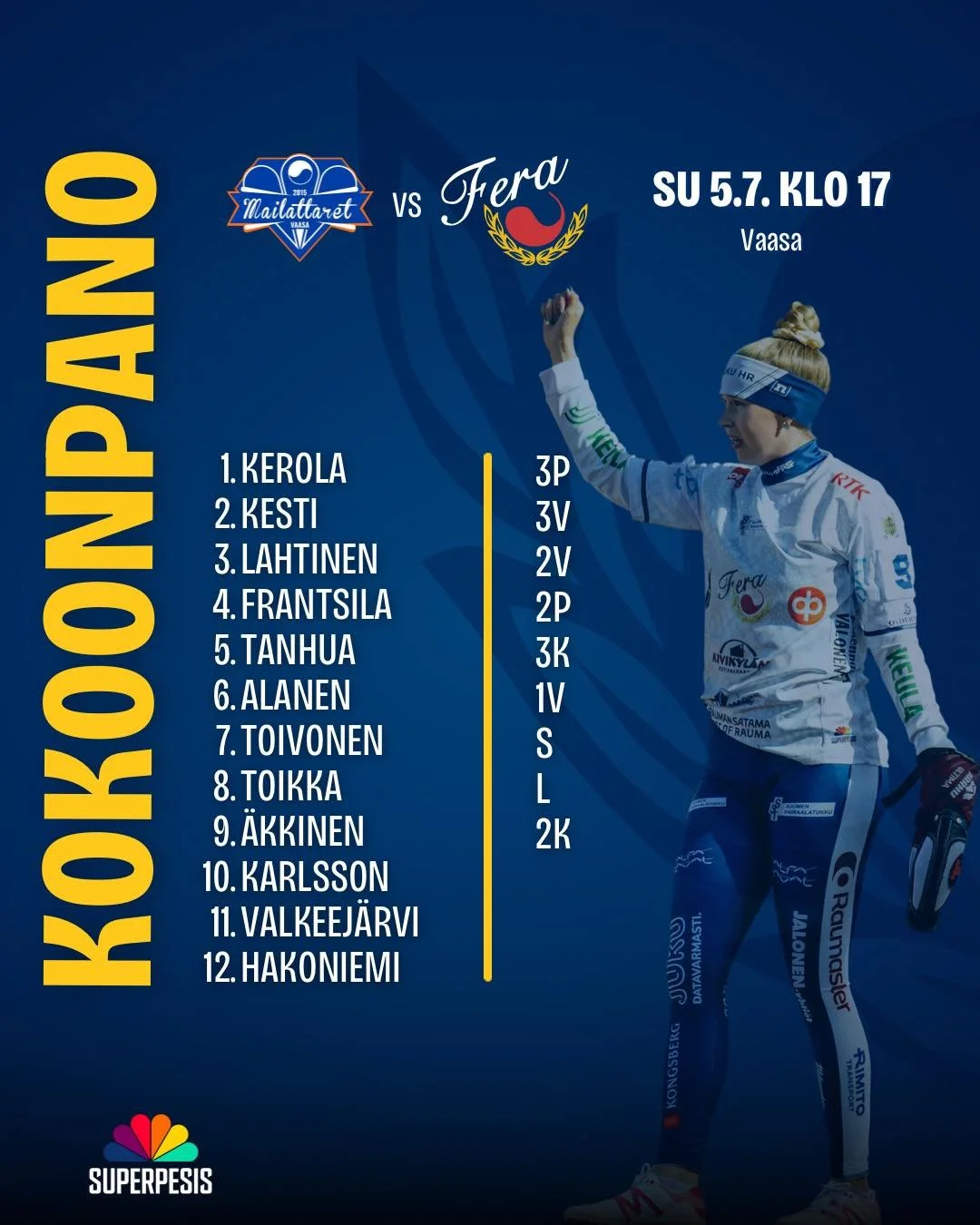 T&auml;n&auml;&auml;n l&auml;hdet&auml;&auml;n Vaasaan t&auml;ll&auml; kokoonpanolla☝🏼

Pieni&auml; muutoksia kokoonpanossa, kun &Auml;kkinen vaihtuu takakent&auml;lle. 

Eik&ouml;h&auml;n l&auml;hdet&auml; ry&ouml;v&auml;&auml;m&auml;&auml;n t&auml