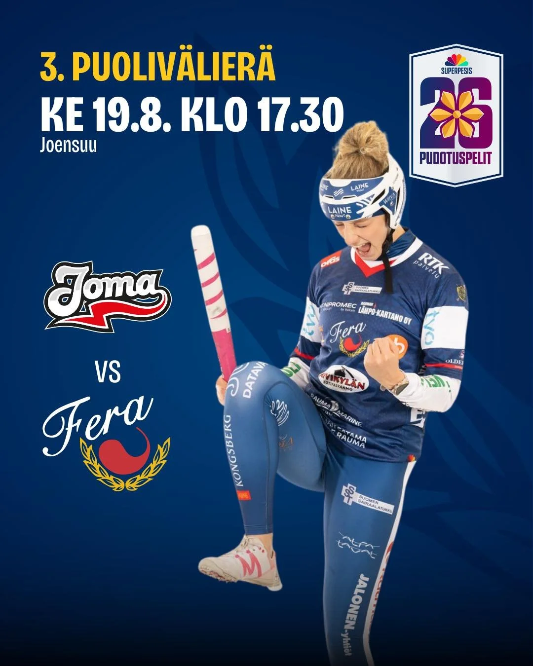 Huomenna jo 3. puoliv&auml;lier&auml; Joensuussa ja sarja on katkolla meille!🤩

Saako Fera rep&auml;isty&auml; paikan v&auml;lieriin jo kolmesta voitosta? Se selvi&auml;&auml; katsomalla ottelu Ruutu+!📺

📍Ilosaarirock Stadion, Joensuu
📅 19.8.2026