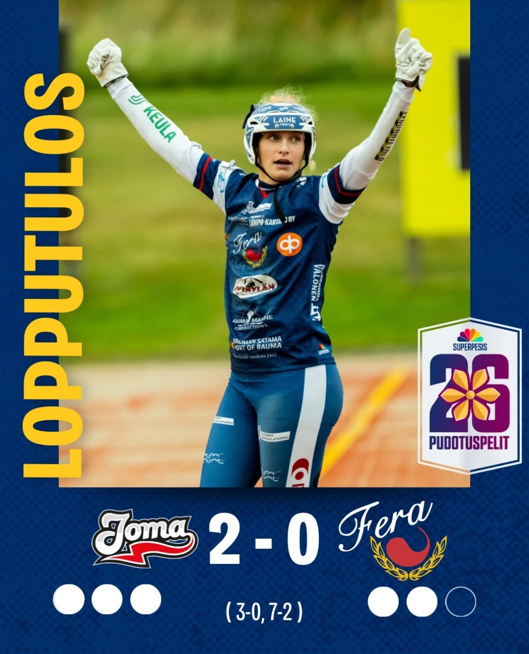 Meid&auml;n matka p&auml;&auml;ttyy t&auml;h&auml;n ja JoMa jatkaa tiet&auml;&auml;n v&auml;lieriin.

N&auml;in pitk&auml; ja k&auml;&auml;nteit&auml; t&auml;ynn&auml; oleva ottelusarja tulee p&auml;&auml;t&ouml;kseen sateisessa Joensuussa.

Kiitos m