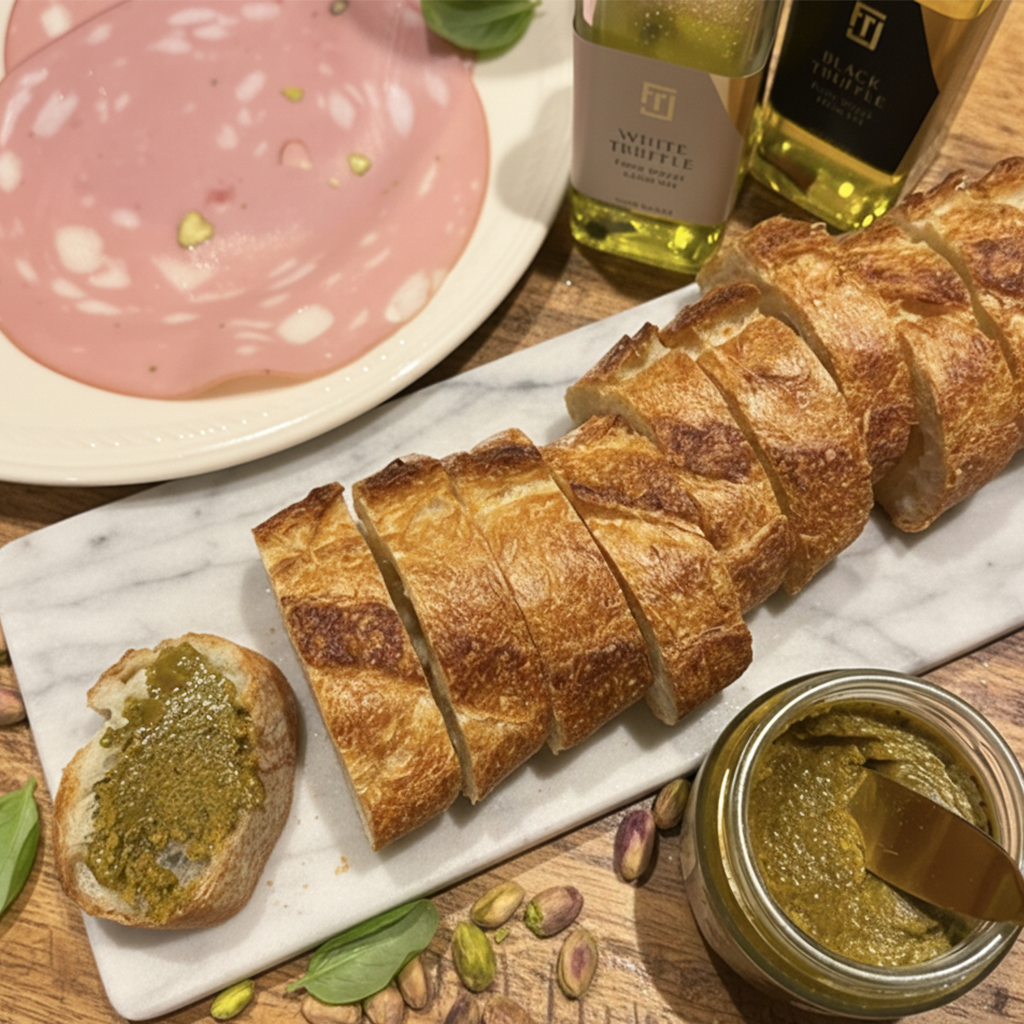 truffle pistachio cream is on bread