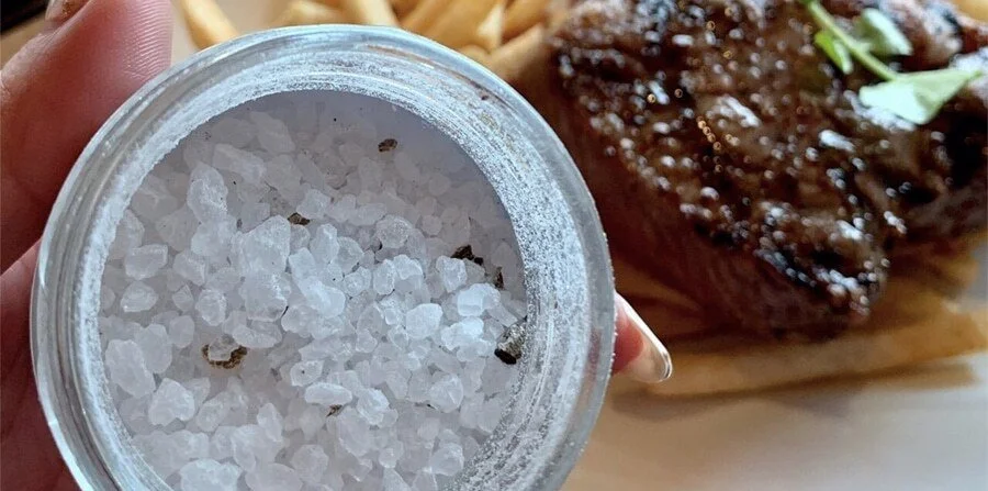 jar opened black truffle salt