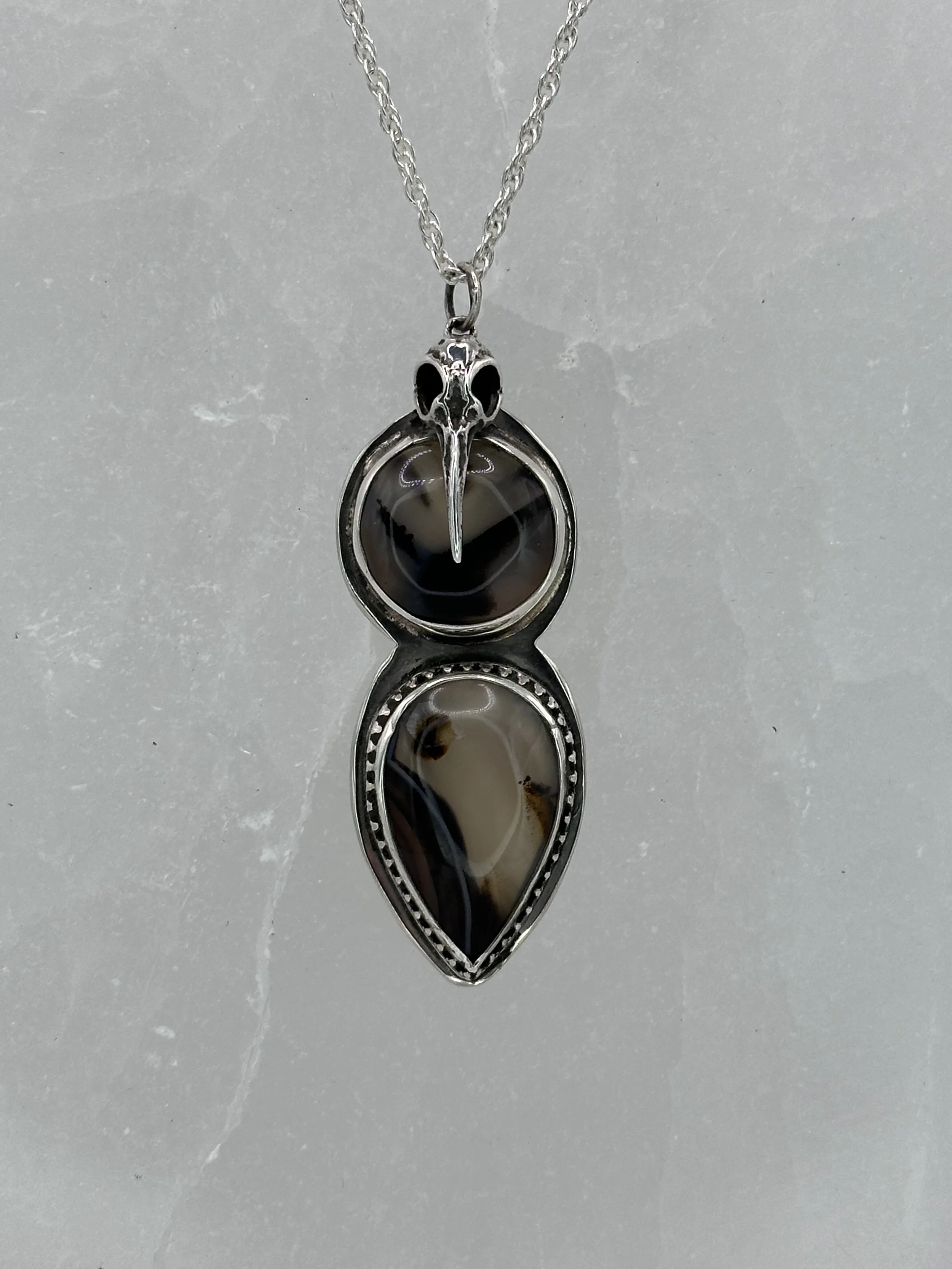 Montana Agate Raven Necklace