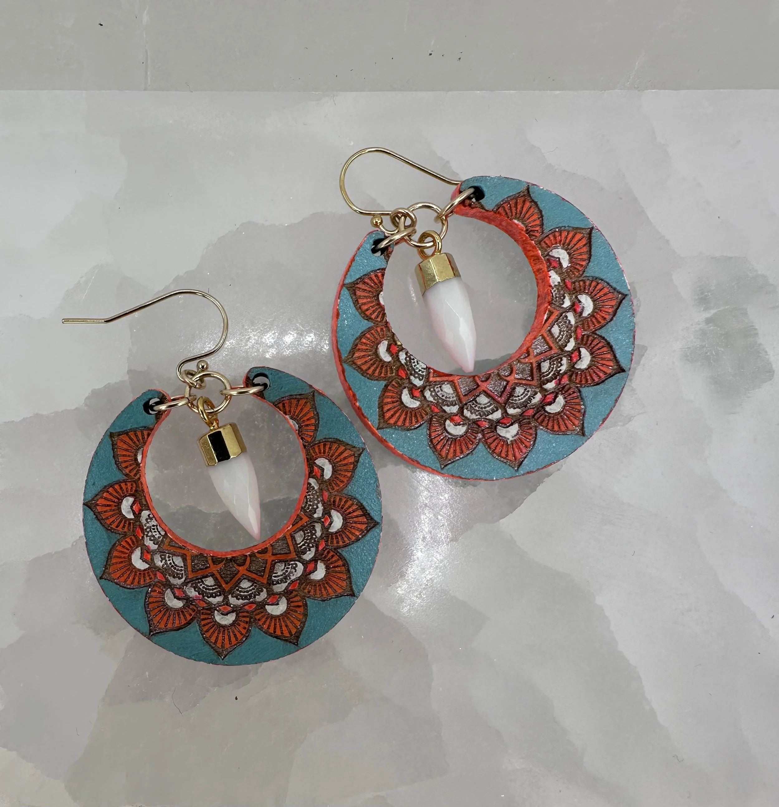 Mandala White Agate Drops