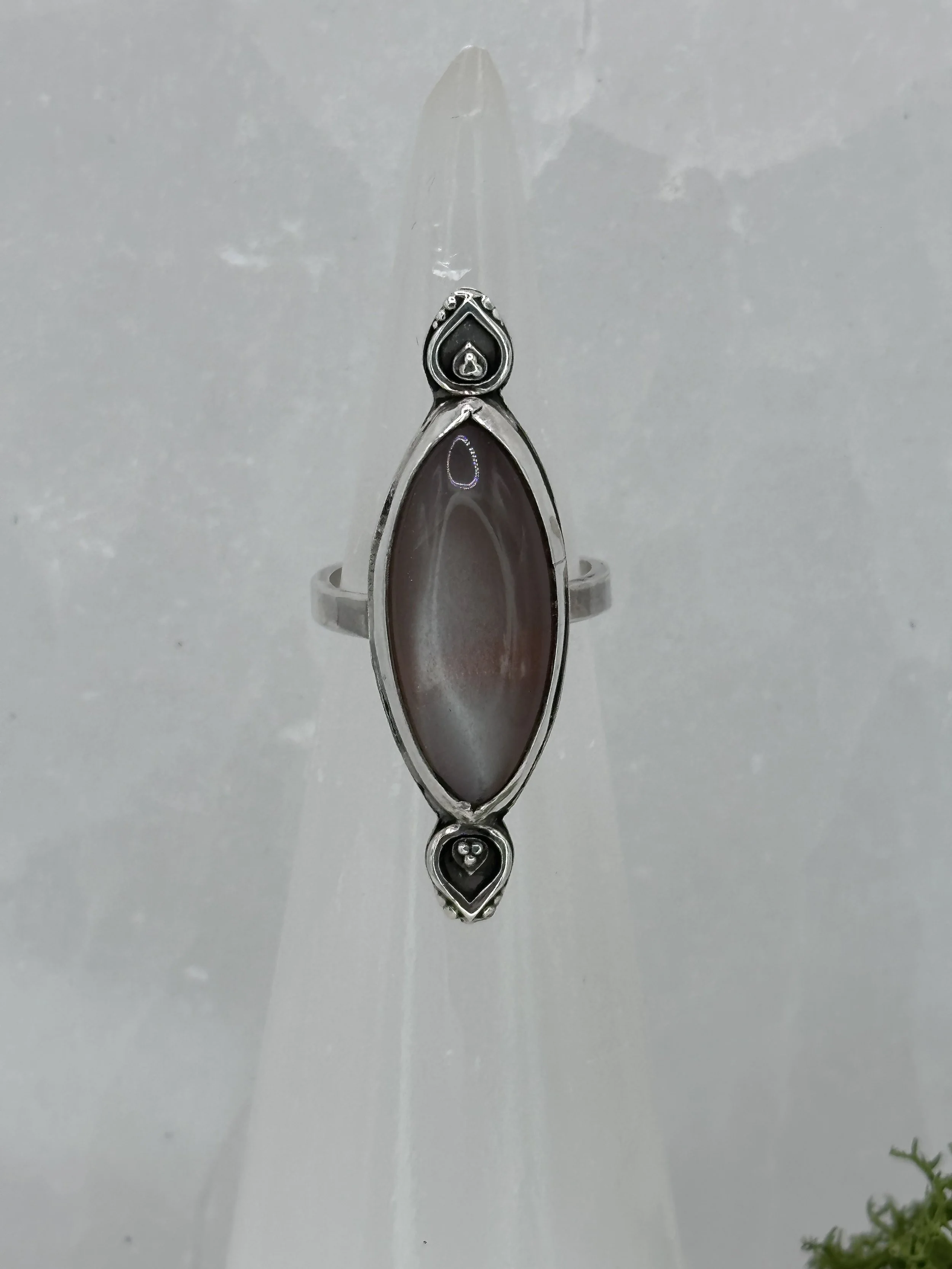 Pink Moonstone Marquis Ring