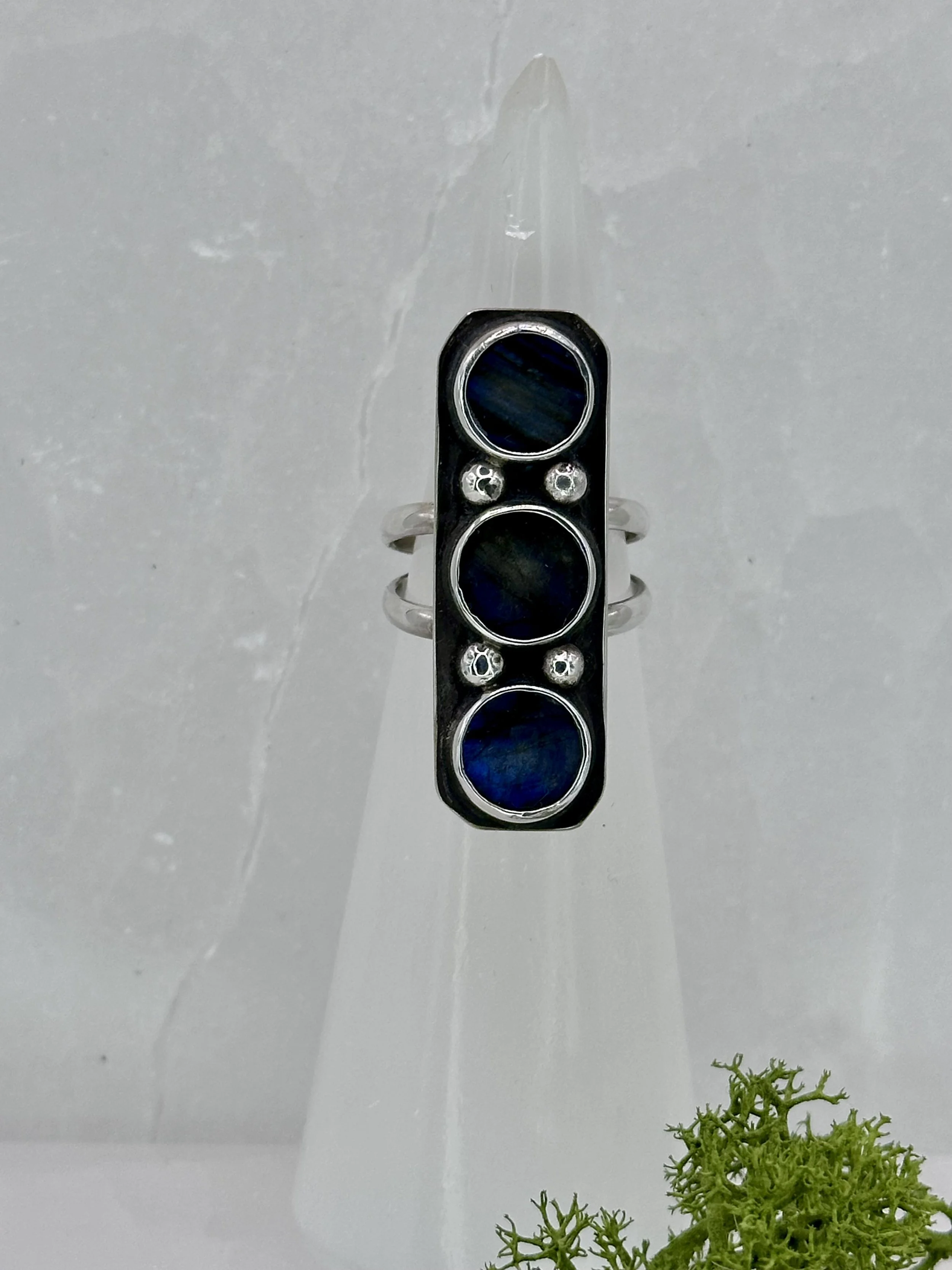 Triple Labradorite Coin Ring