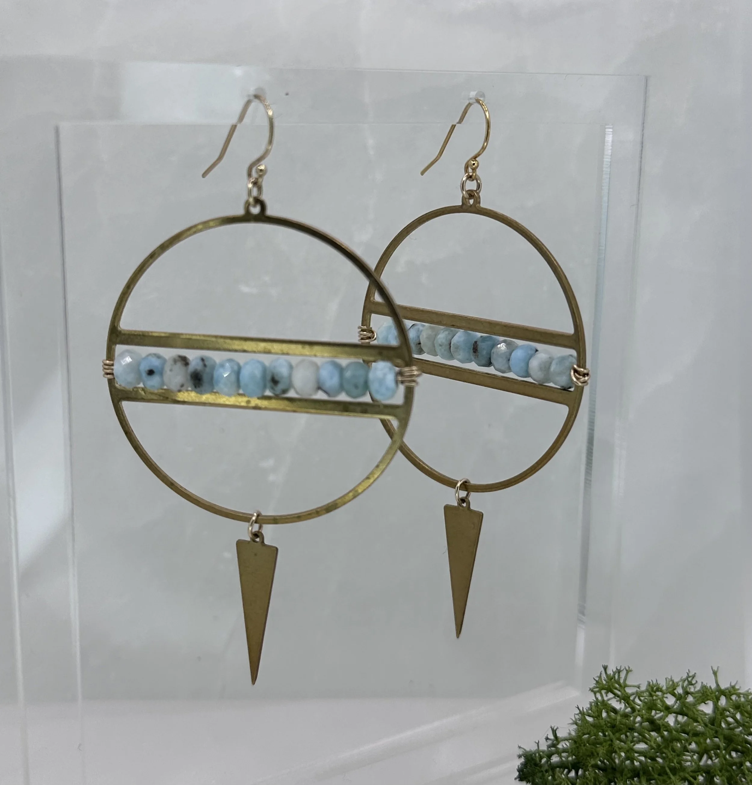 Larimar Brass Hoops