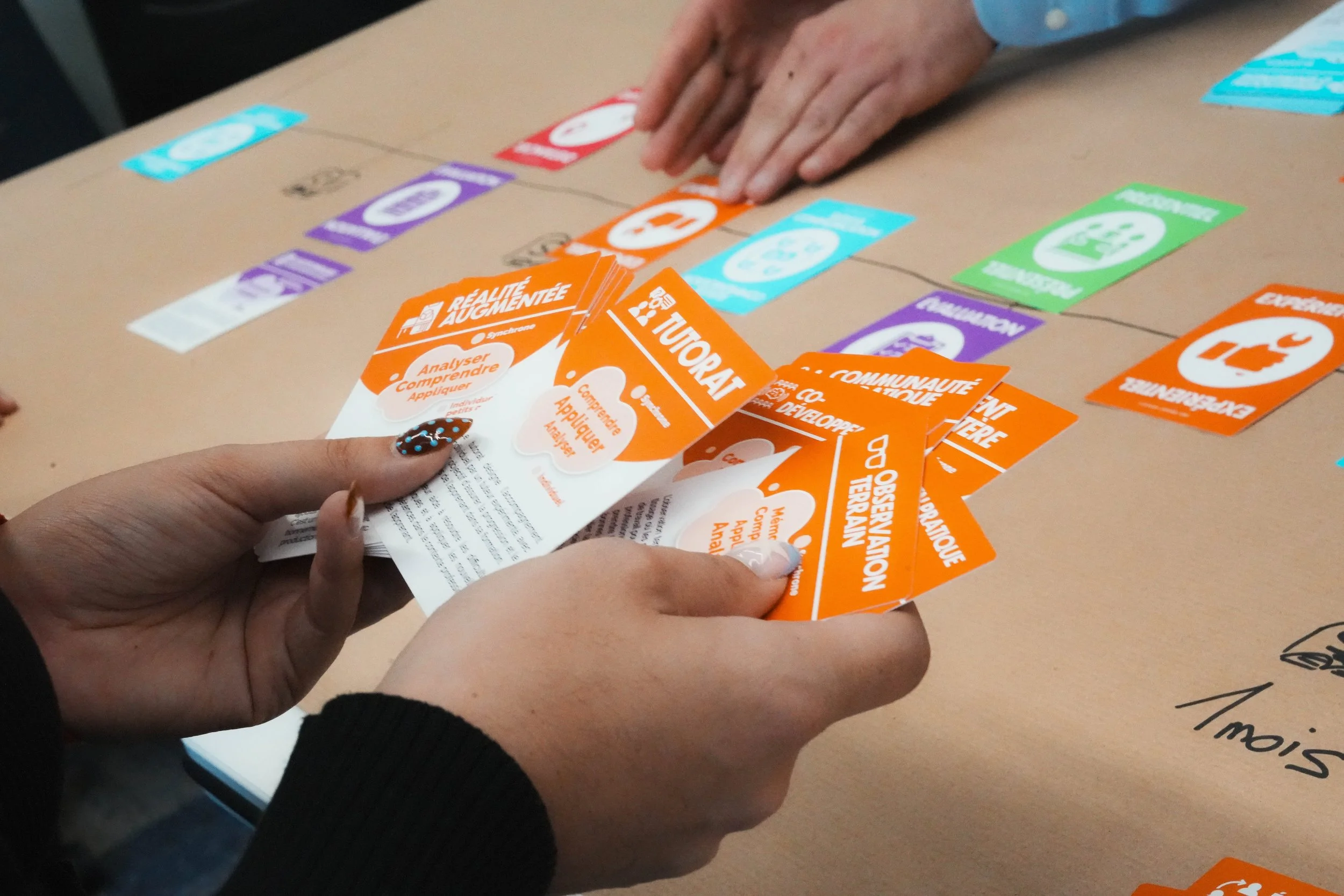 cartes d'hybridation pédagogique CHYPS dans les mains d'une femme