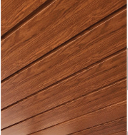 Close-up of a wooden ceiling with visible planks and grain.